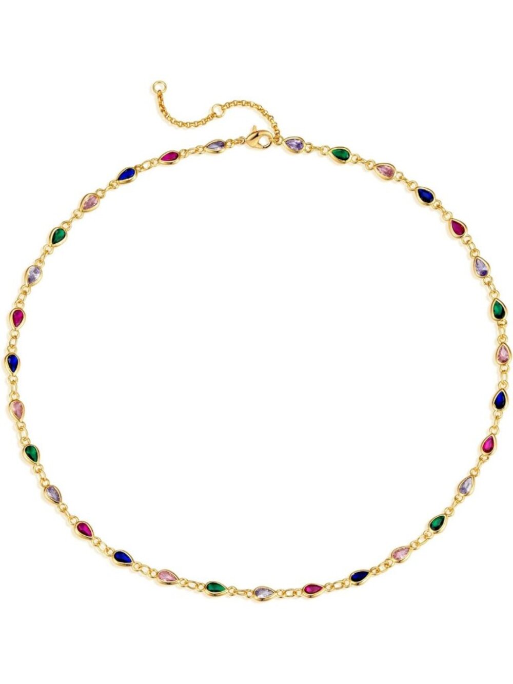 Colorful Dainty Choker Necklace | 18K Gold Plated, Cubic Zirconia Jewelry Gift